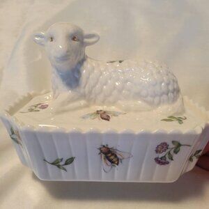 Rare Vintage Lidded Lamb Butter Dish/Gracie China